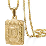 Load image into Gallery viewer, Textured Rectangle Letter Initial Necklace
