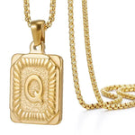 Load image into Gallery viewer, Textured Rectangle Letter Initial Necklace
