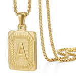 Load image into Gallery viewer, Textured Rectangle Letter Initial Necklace
