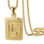 Load image into Gallery viewer, Textured Rectangle Letter Initial Necklace
