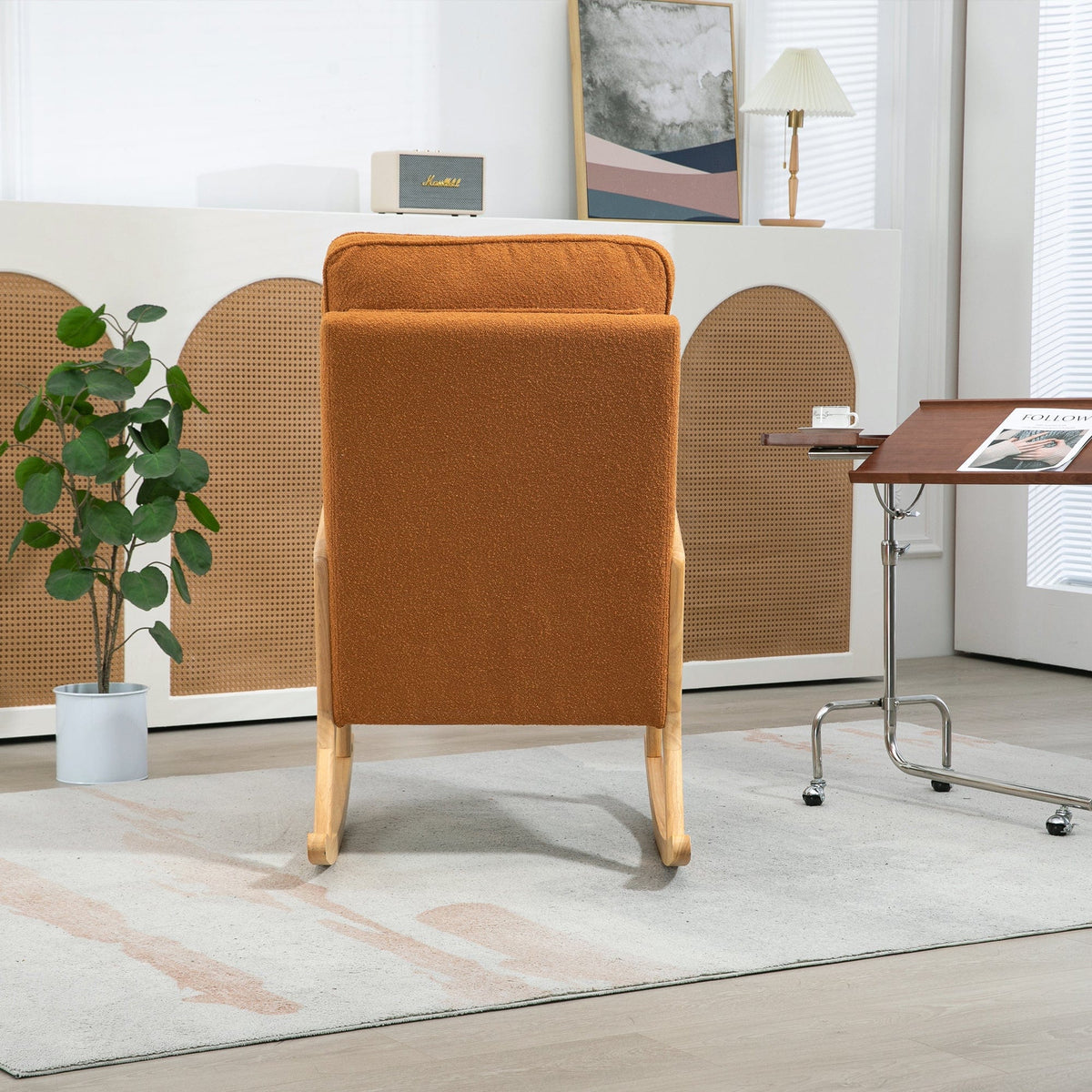 THE FURNITURE CO. Accent Chair 2-in-1 Convertible Boucle Rocker Lounge Chair