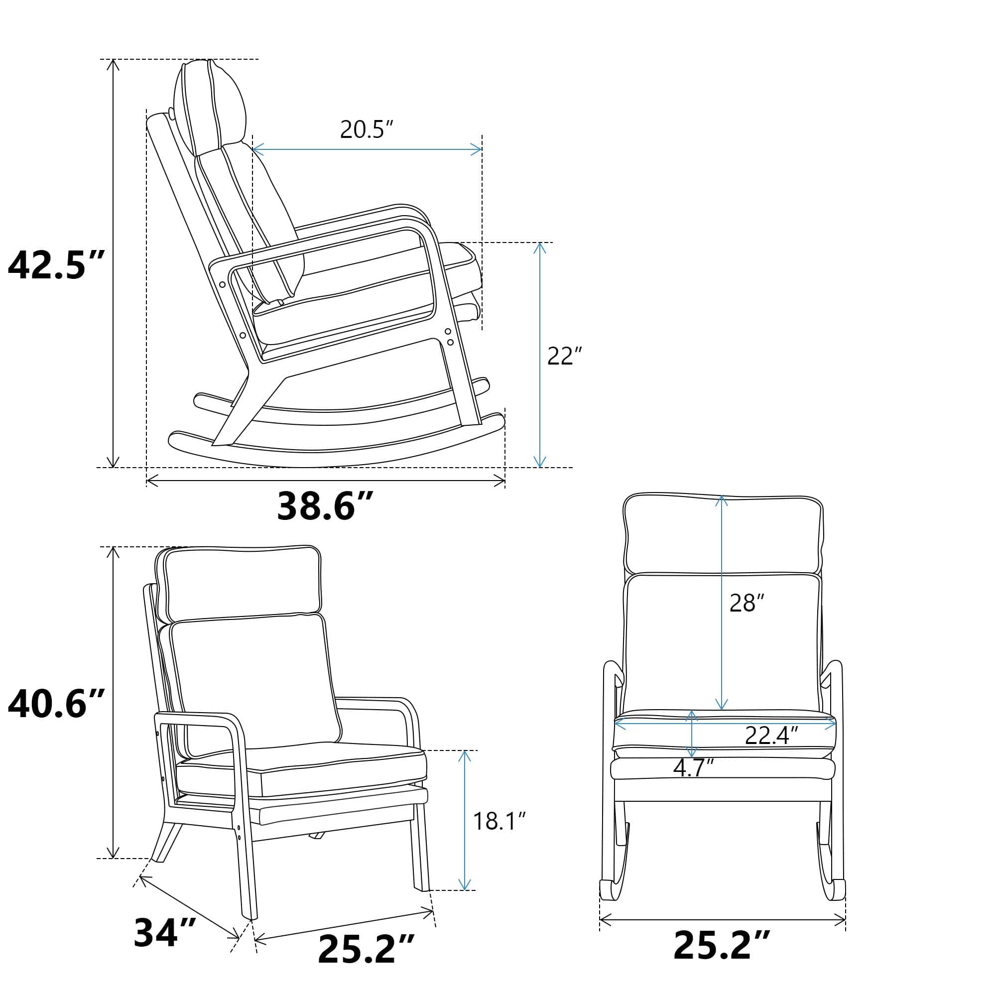 THE FURNITURE CO. Accent Chair 2-in-1 Convertible Boucle Rocker Lounge Chair