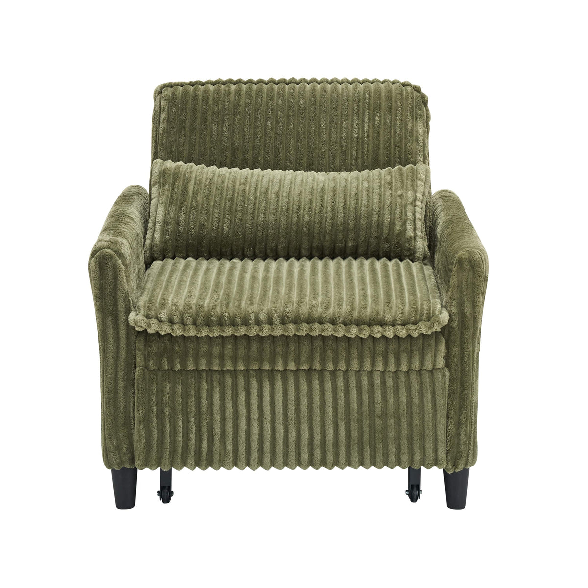 THE FURNITURE CO. Accent Chair 70&#39;s-Inspired Fluffy Waves Green Corduroy Plush Sofa