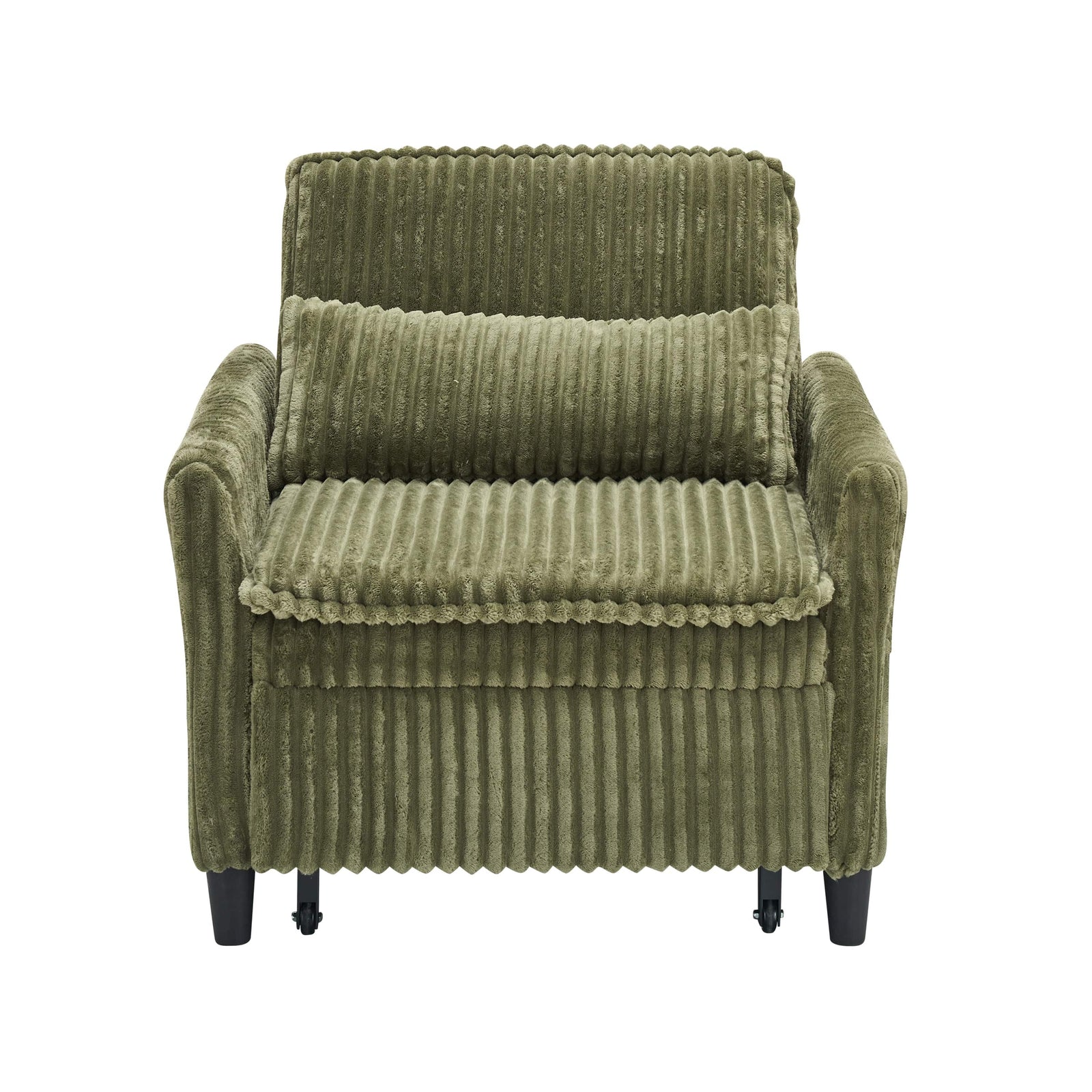 THE FURNITURE CO. Accent Chair 70's-Inspired Fluffy Waves Green Corduroy Plush Sofa