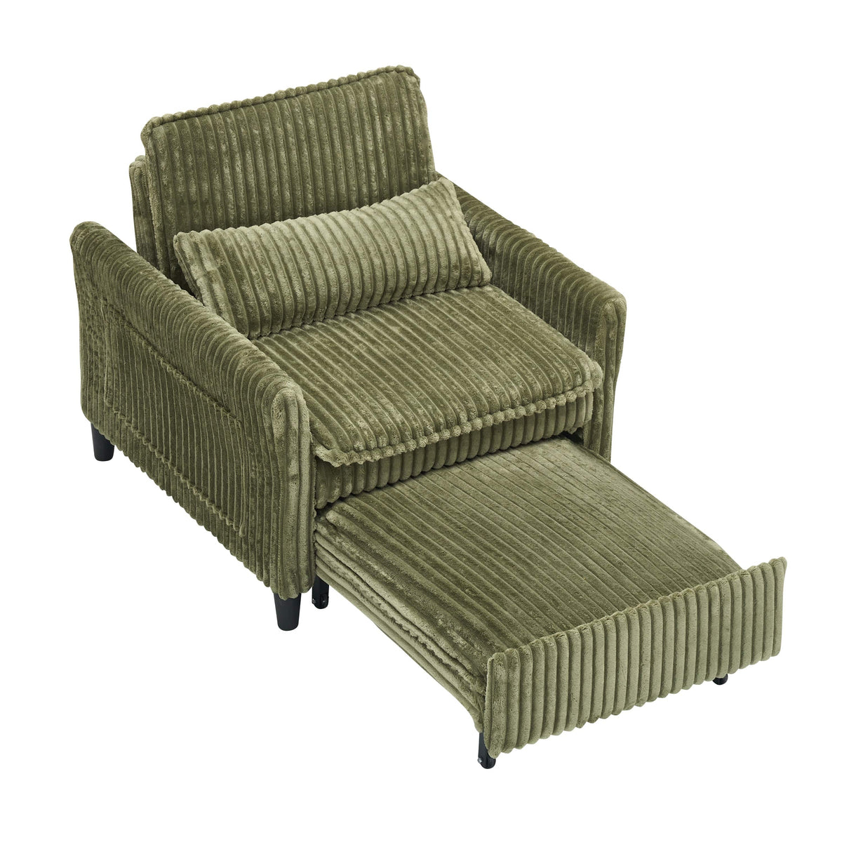 THE FURNITURE CO. Accent Chair 70&#39;s-Inspired Fluffy Waves Green Corduroy Plush Sofa
