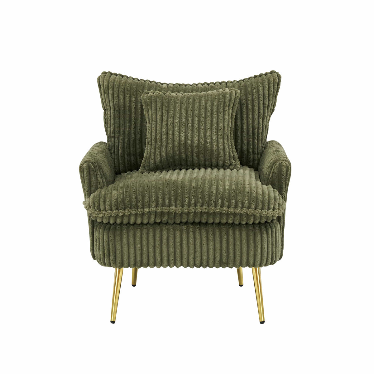THE FURNITURE CO. Accent Chair 70s Retro Green Corduroy Sofa