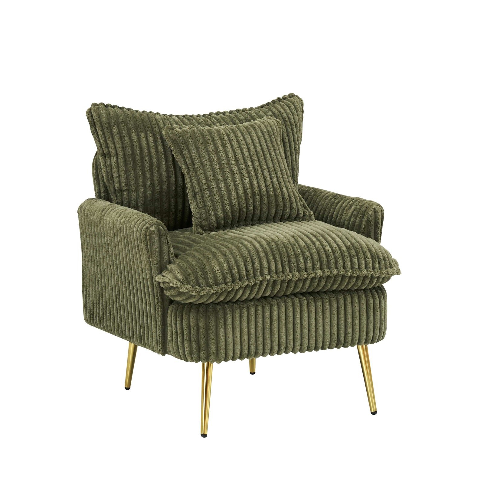 THE FURNITURE CO. Accent Chair 70s Retro Green Corduroy Sofa