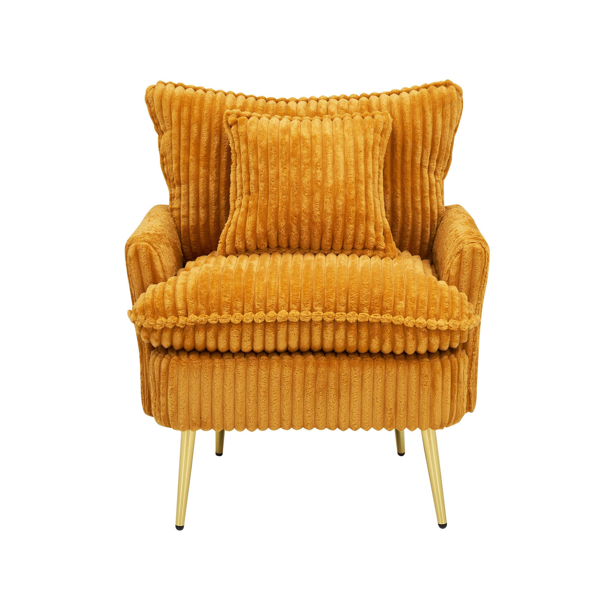THE FURNITURE CO. Accent Chair 70s Retro Yellow Corduroy Sofa