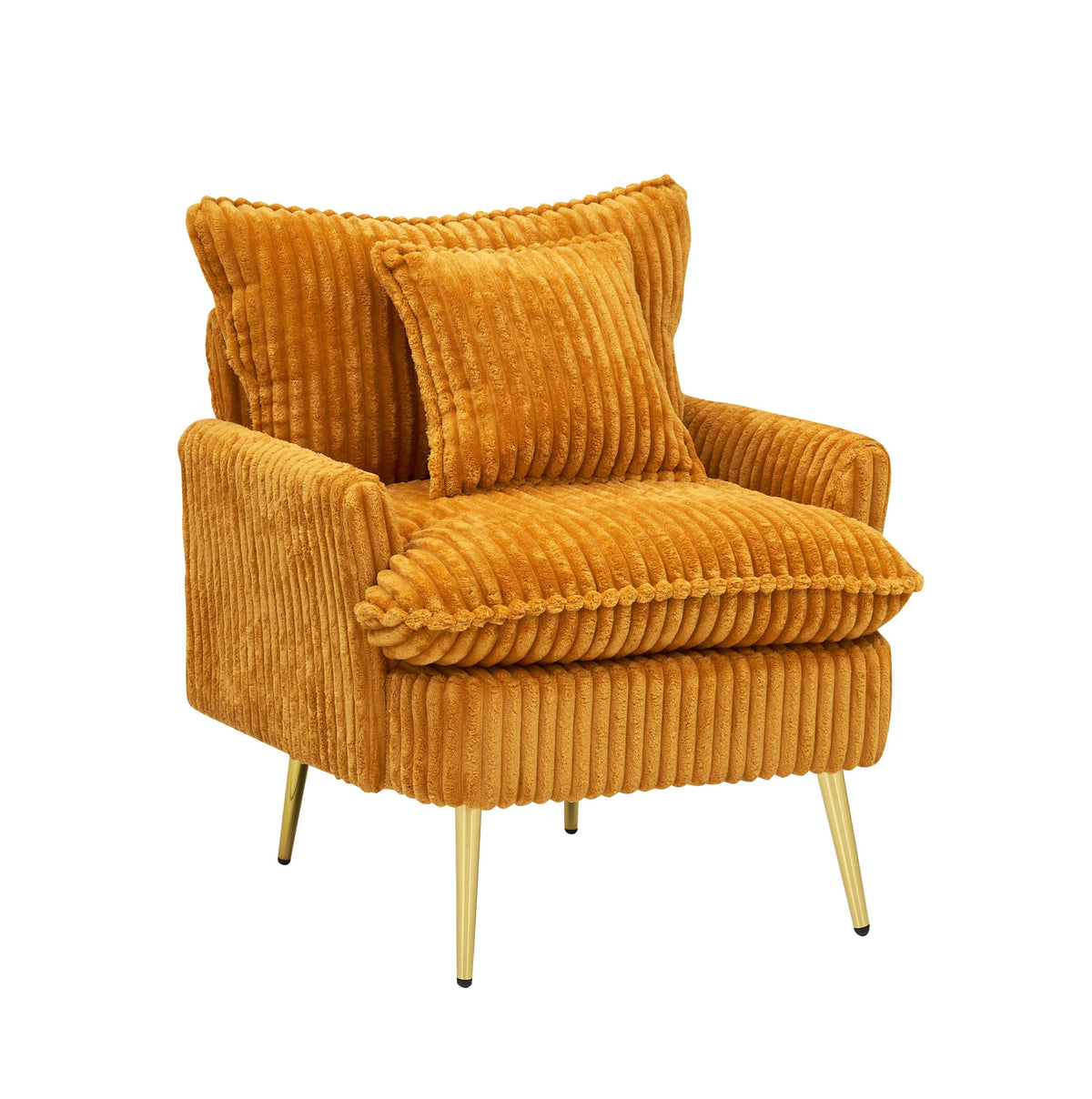THE FURNITURE CO. Accent Chair 70s Retro Yellow Corduroy Sofa