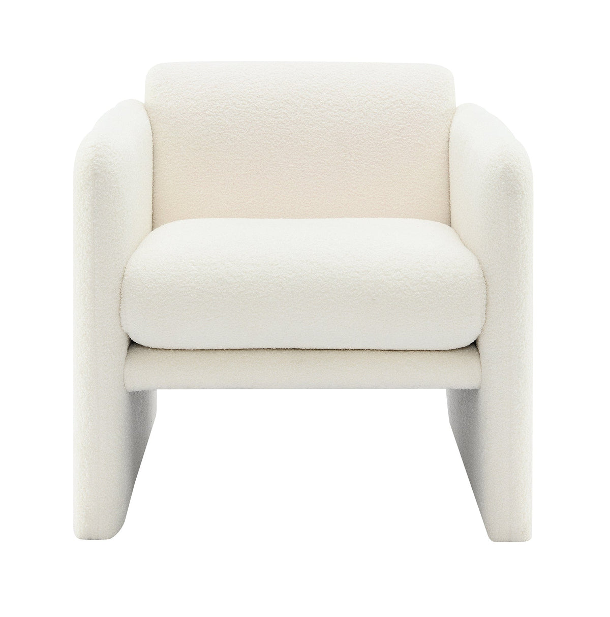 THE FURNITURE CO. Accent Chair Accent Chair In White Teddy Fabric With Waved Arms