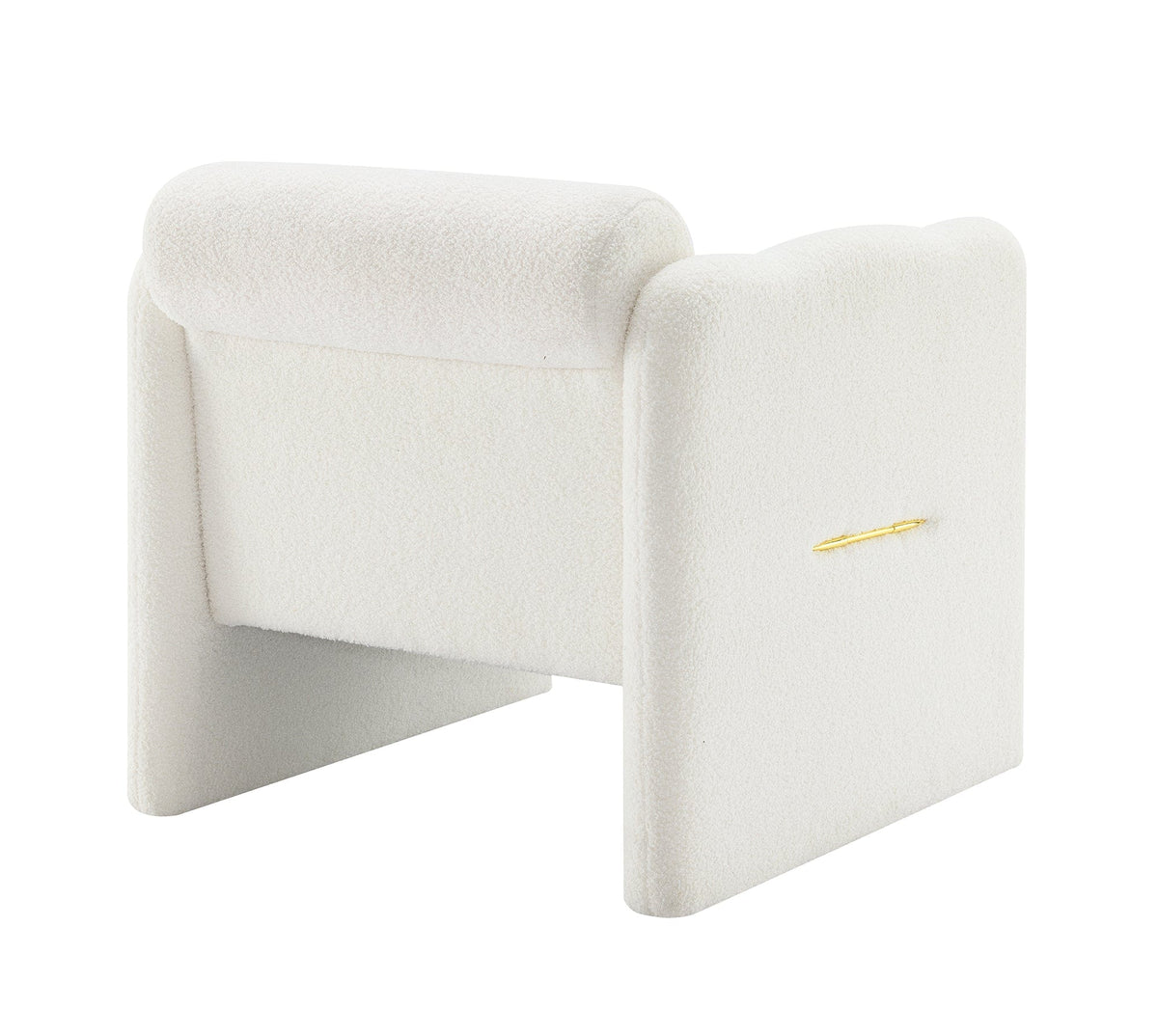 THE FURNITURE CO. Accent Chair Accent Chair In White Teddy Fabric With Waved Arms