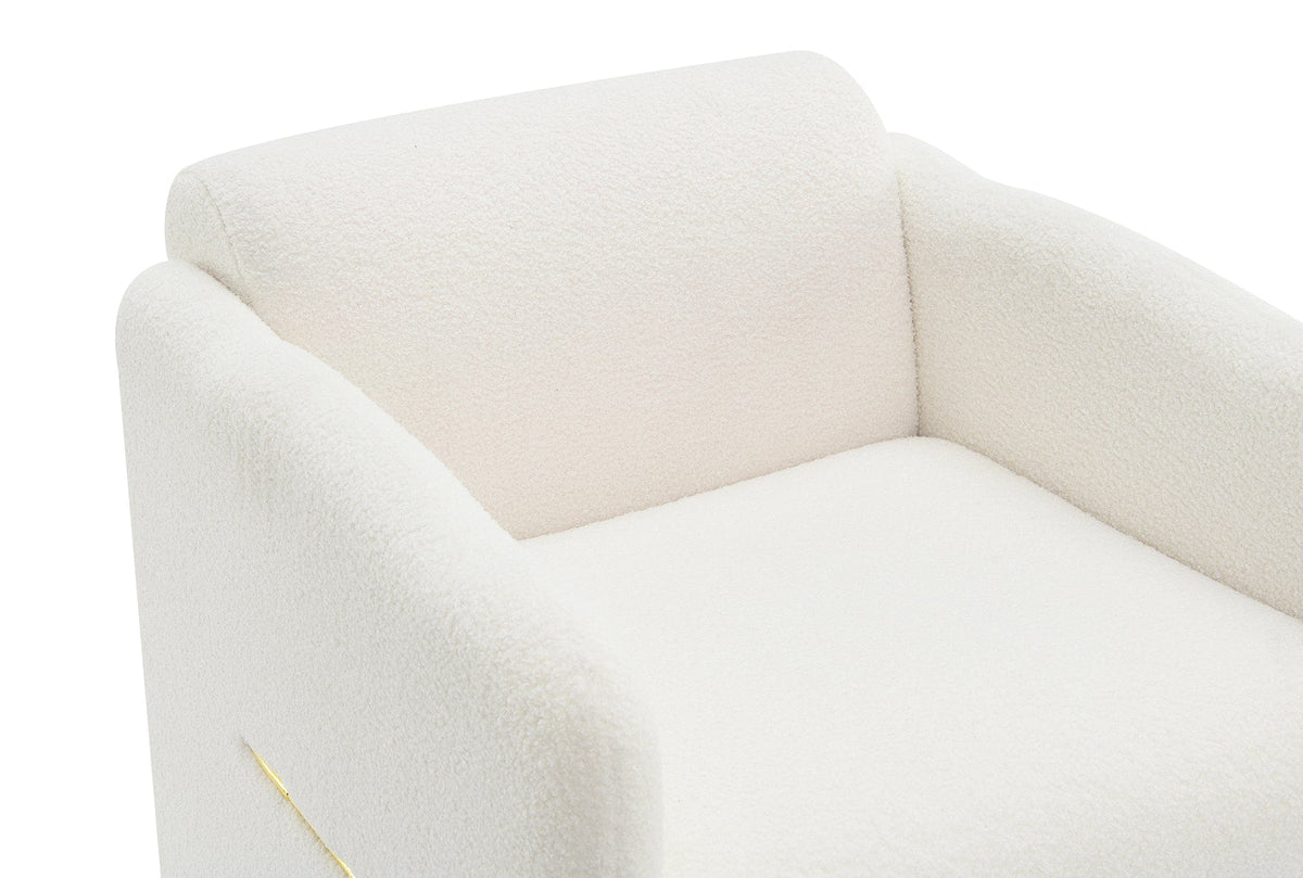 THE FURNITURE CO. Accent Chair Accent Chair In White Teddy Fabric With Waved Arms