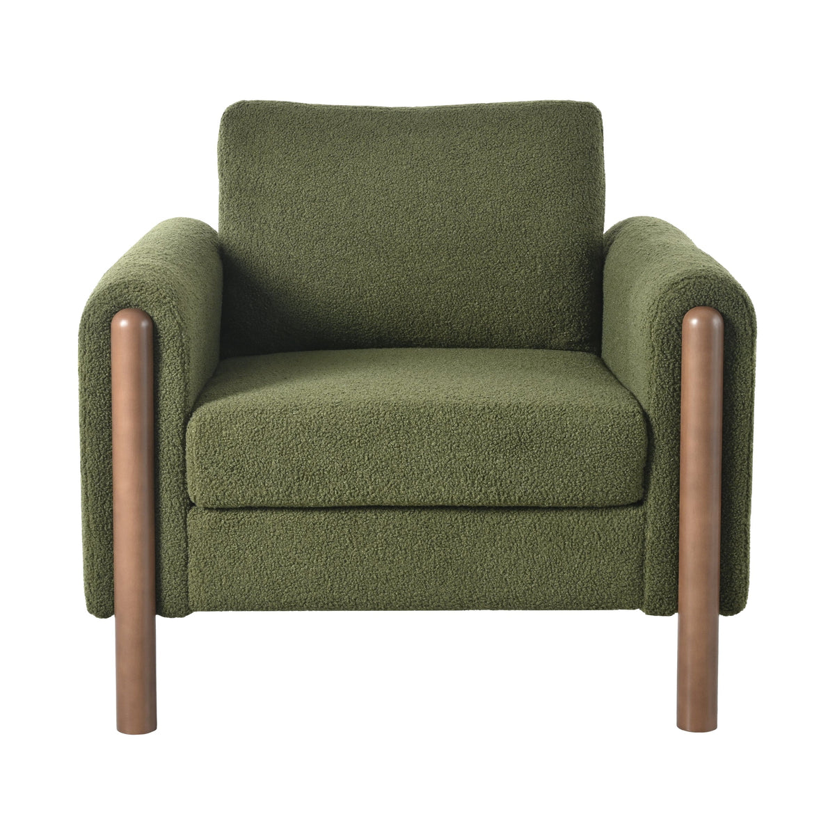 THE FURNITURE CO. Accent Chair Accent Chair With Walnut Legs Upholstered In Green Teddy
