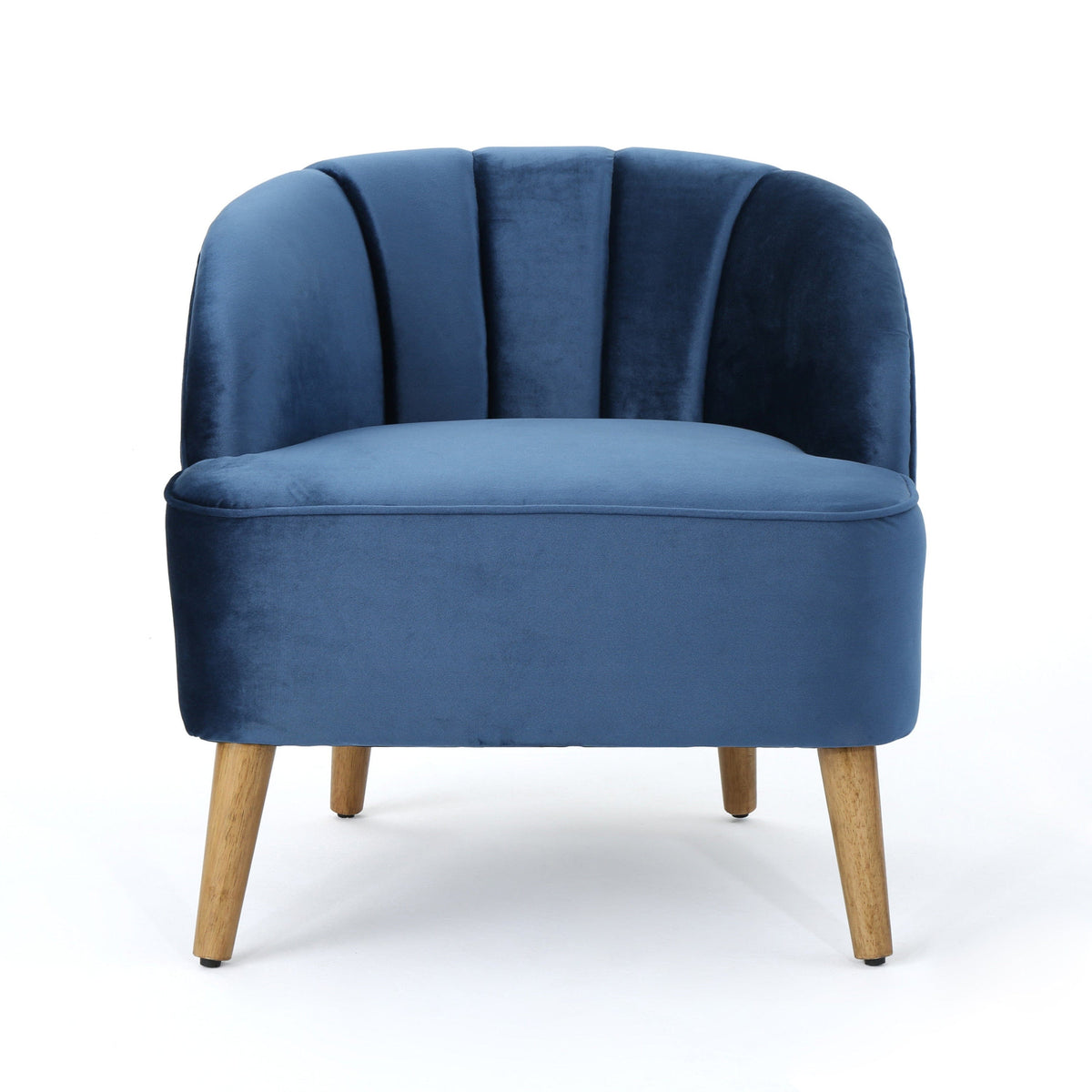 THE FURNITURE CO. Accent Chair Antique Navy Blue Velvet Mid-Century Club Chair