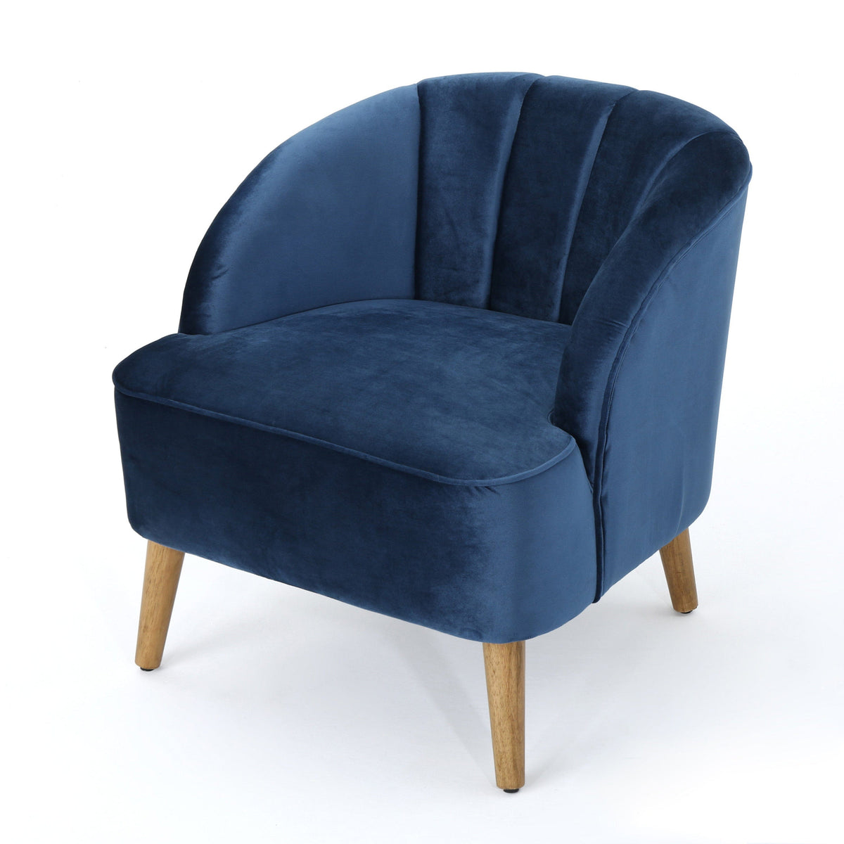 THE FURNITURE CO. Accent Chair Antique Navy Blue Velvet Mid-Century Club Chair