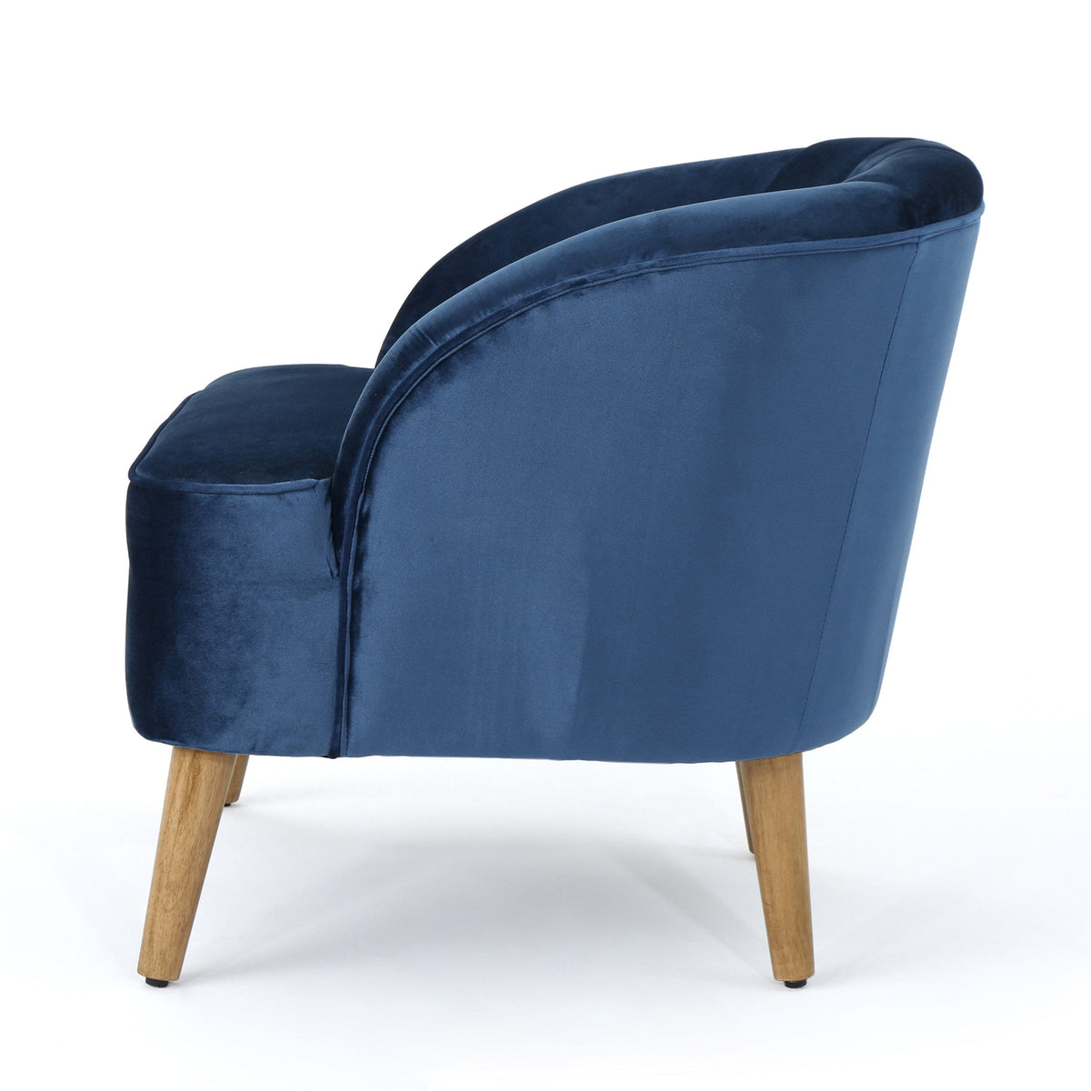 THE FURNITURE CO. Accent Chair Antique Navy Blue Velvet Mid-Century Club Chair