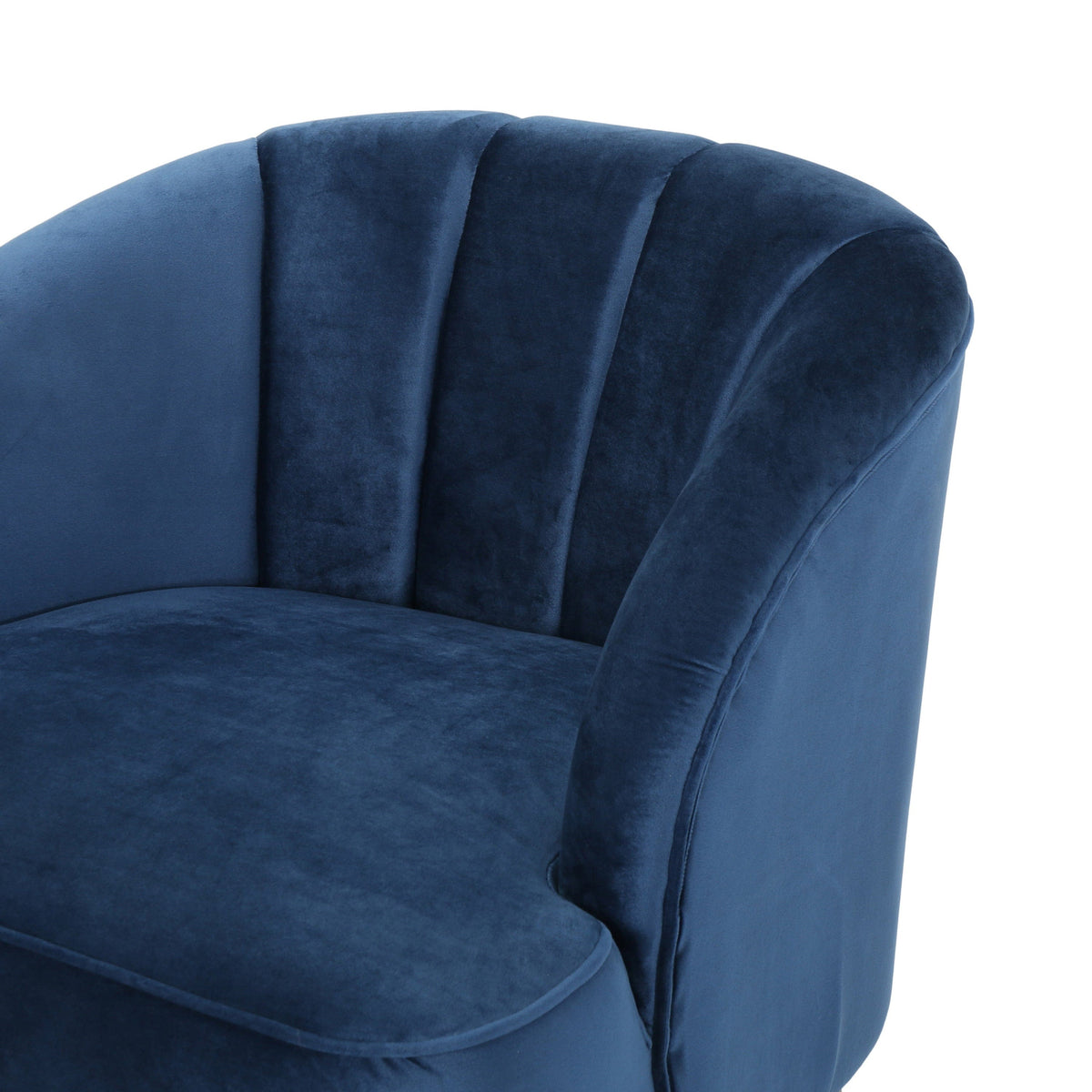 THE FURNITURE CO. Accent Chair Antique Navy Blue Velvet Mid-Century Club Chair