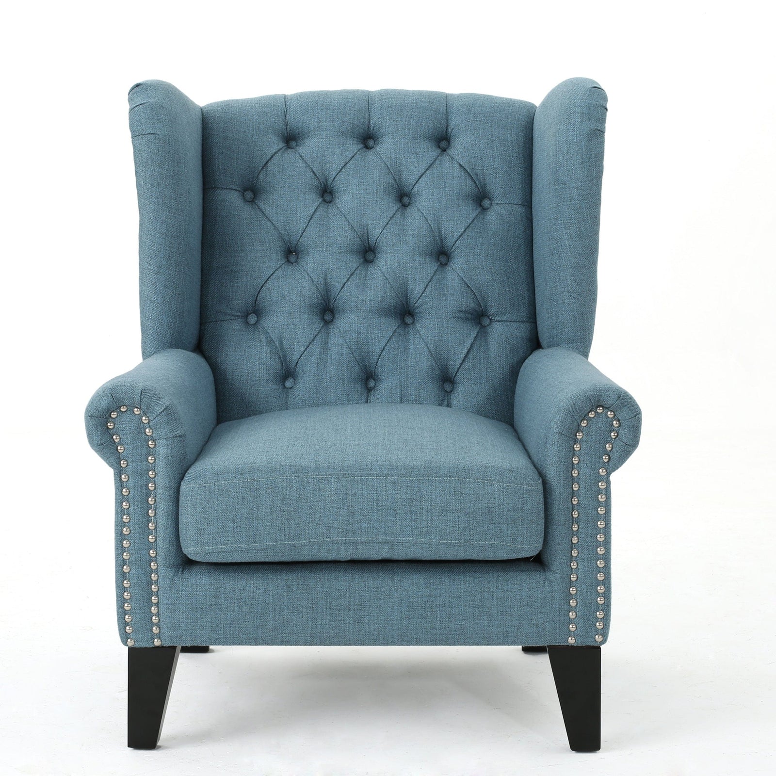 THE FURNITURE CO. Accent Chair Antique-Styled Blue Tufted Armchair