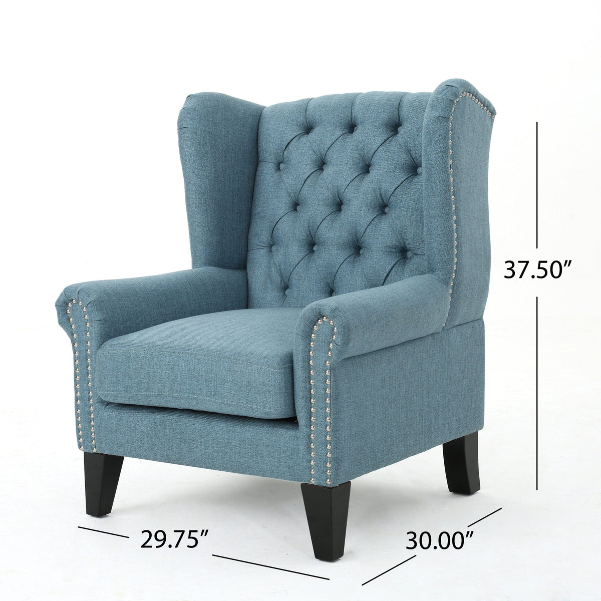 THE FURNITURE CO. Accent Chair Antique-Styled Blue Tufted Armchair