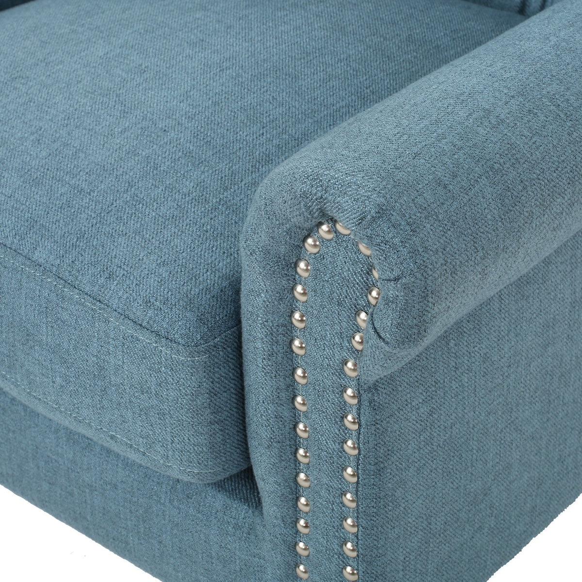 THE FURNITURE CO. Accent Chair Antique-Styled Blue Tufted Armchair