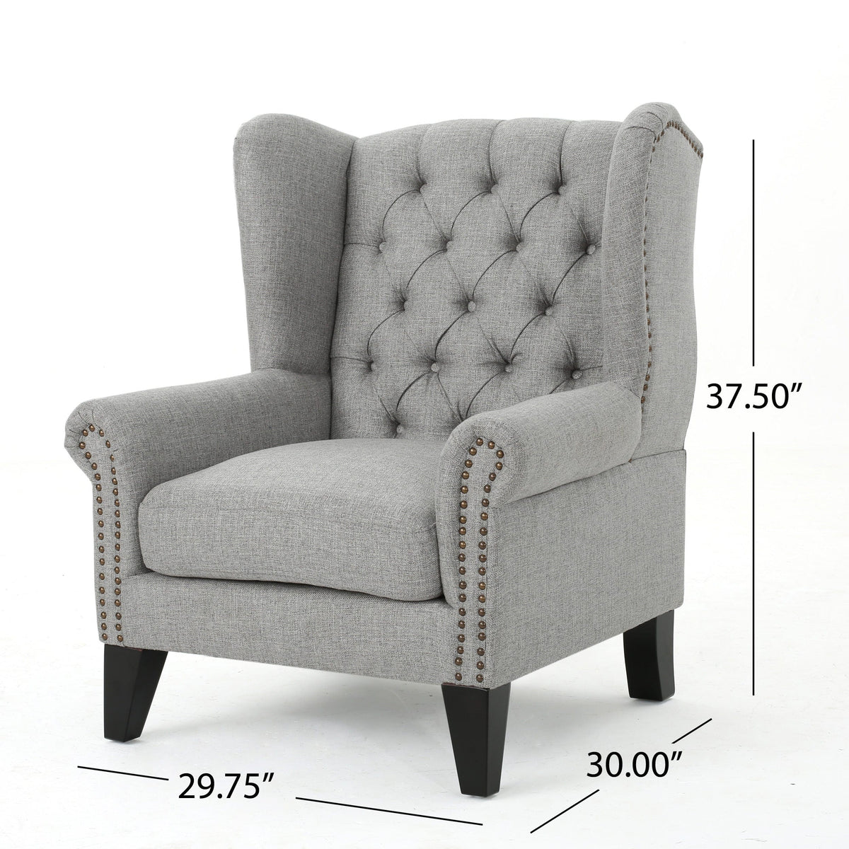 THE FURNITURE CO. Accent Chair Antique-Styled Gray Tufted Armchair