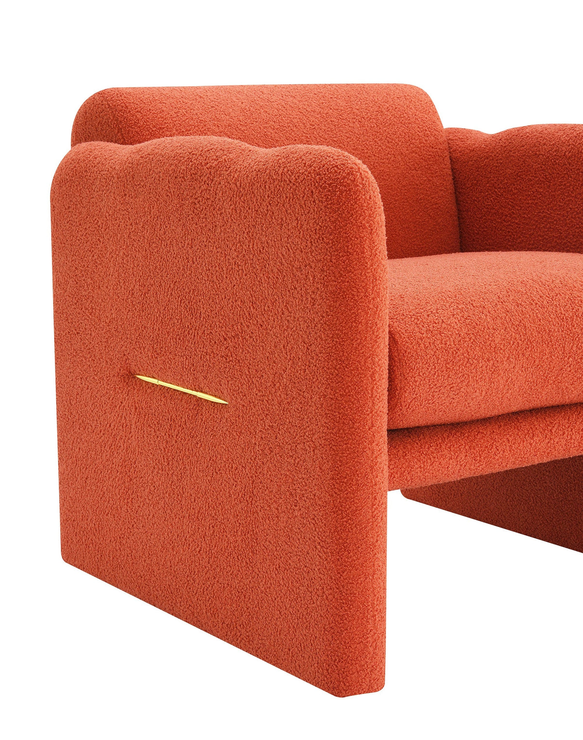 THE FURNITURE CO. Accent Chair Arm Chair with Waved Arms In Orange Teddy Fabric