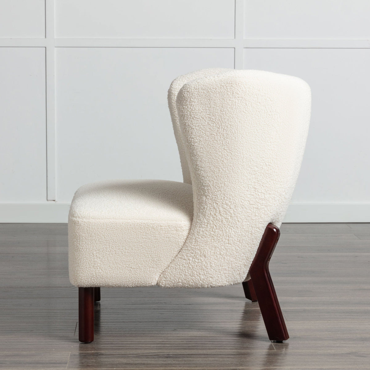 THE FURNITURE CO. Accent Chair Armless Cream Sherpa Tufted Accent Chair