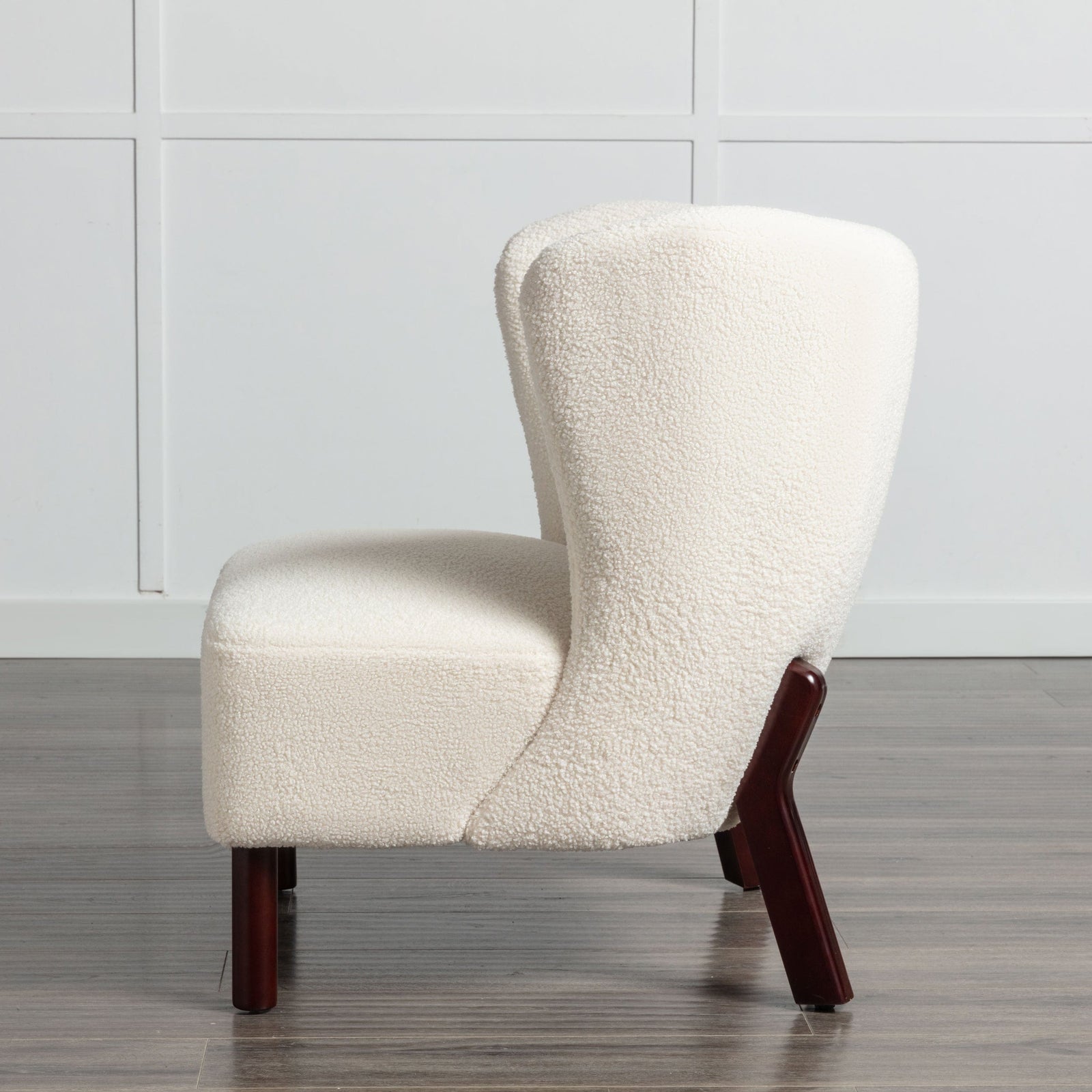 THE FURNITURE CO. Accent Chair Armless Cream Sherpa Tufted Accent Chair