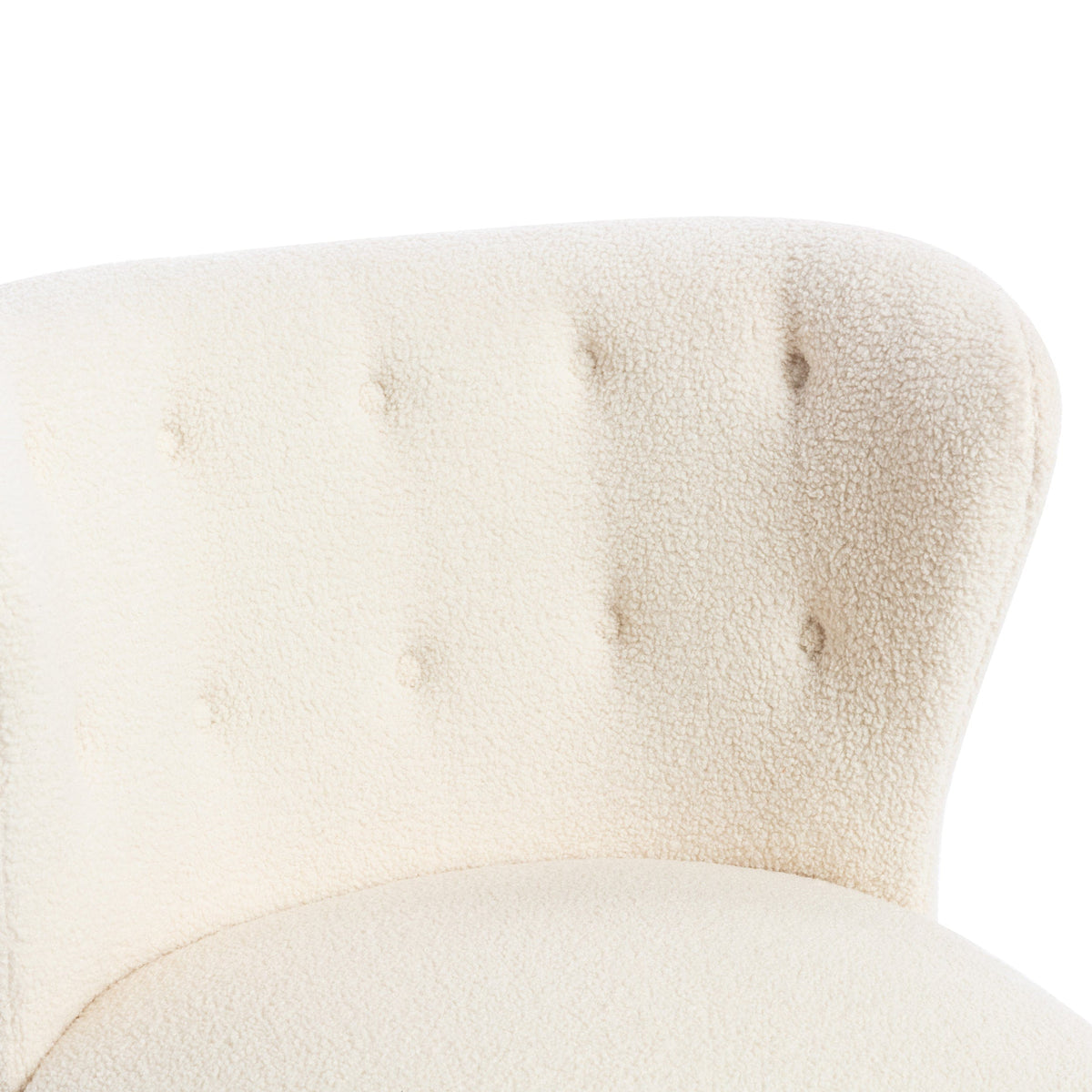 THE FURNITURE CO. Accent Chair Armless Cream Sherpa Tufted Accent Chair