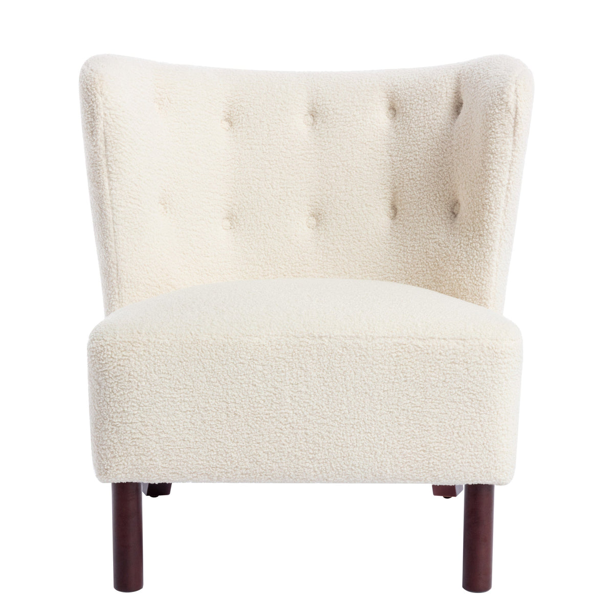 THE FURNITURE CO. Accent Chair Armless Cream Sherpa Tufted Accent Chair