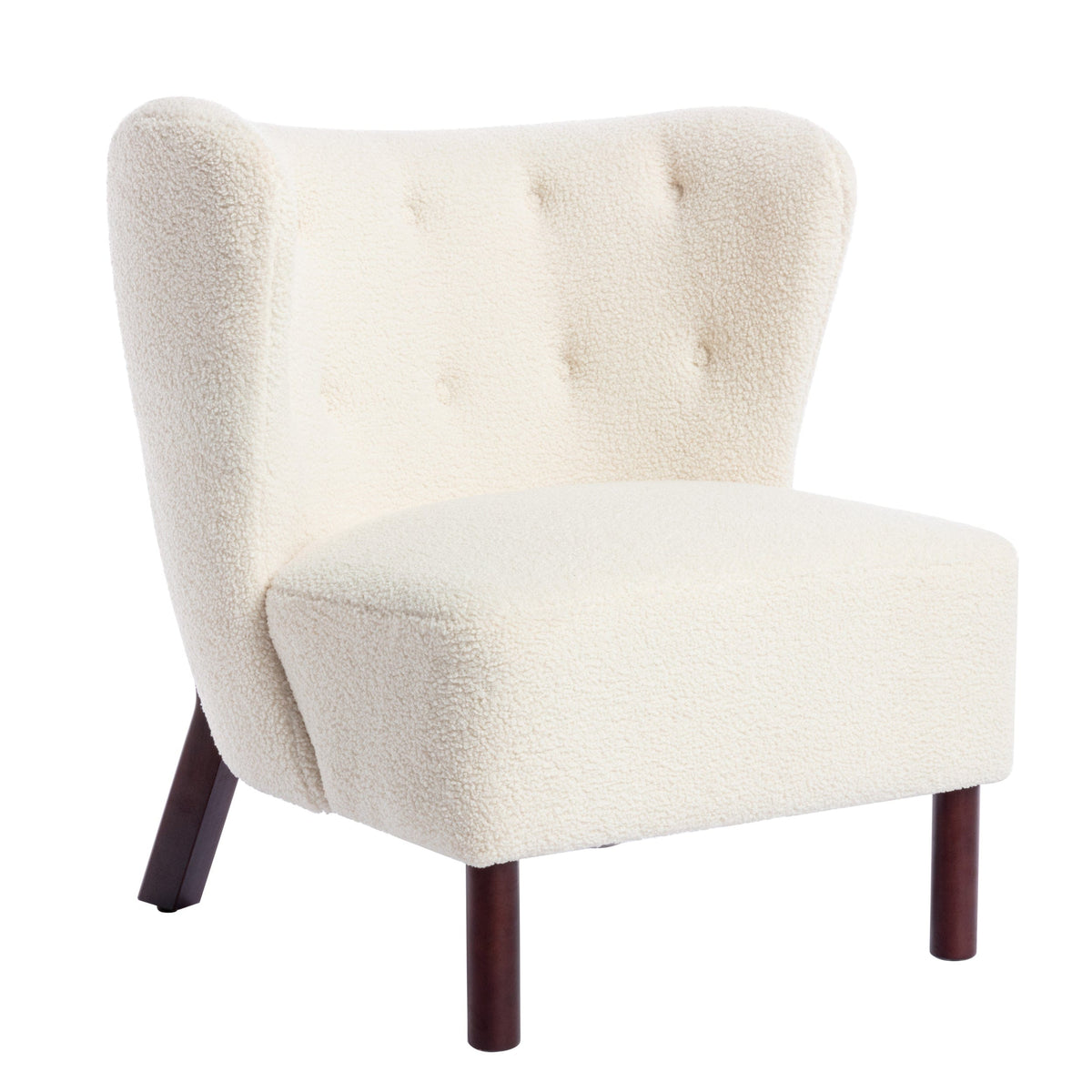 THE FURNITURE CO. Accent Chair Armless Cream Sherpa Tufted Accent Chair