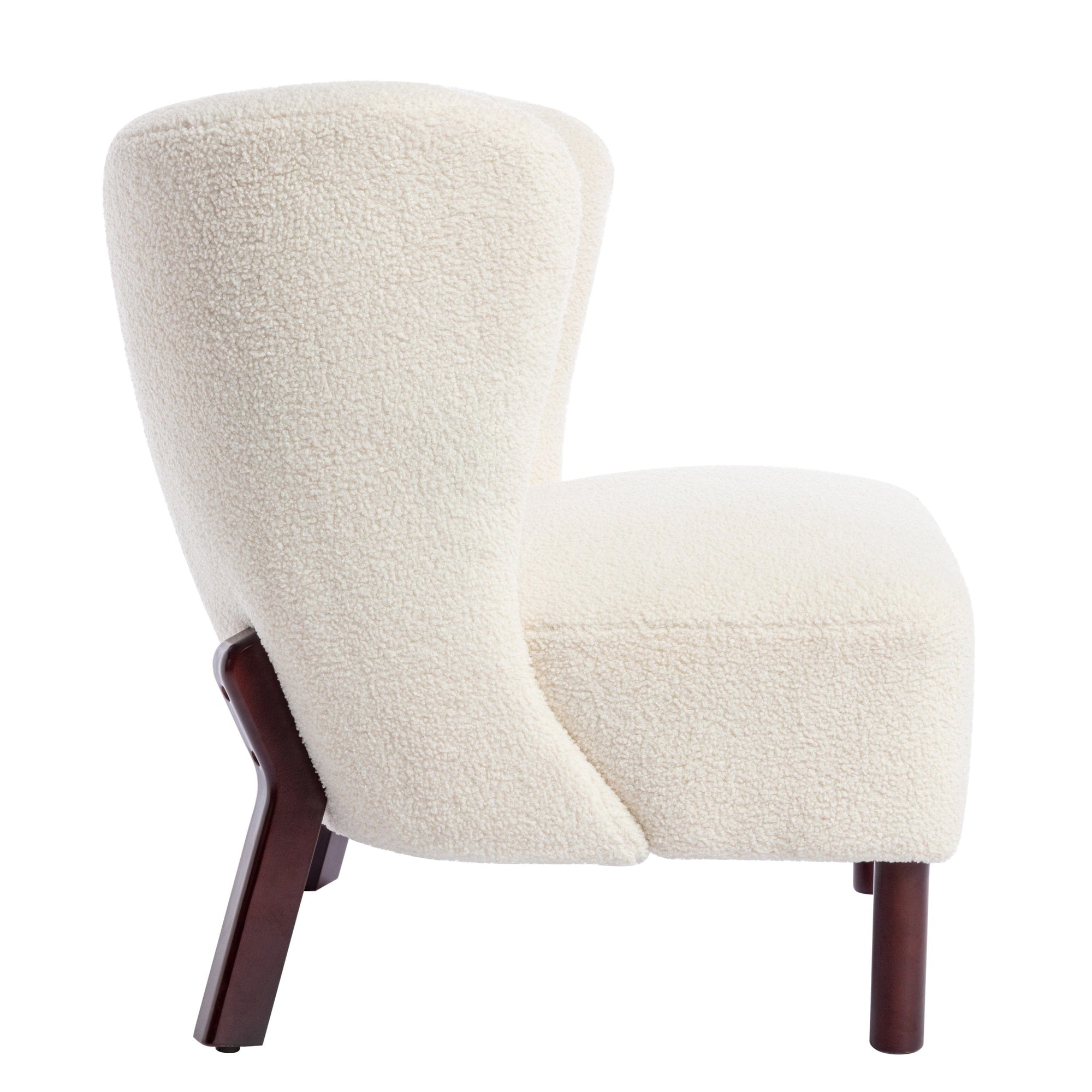 THE FURNITURE CO. Accent Chair Armless Cream Sherpa Tufted Accent Chair