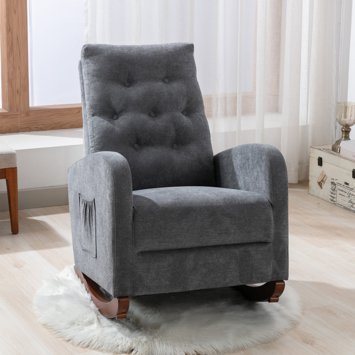 THE FURNITURE CO. Accent Chair Baby Room Dark Gray Modern Rocking Chair