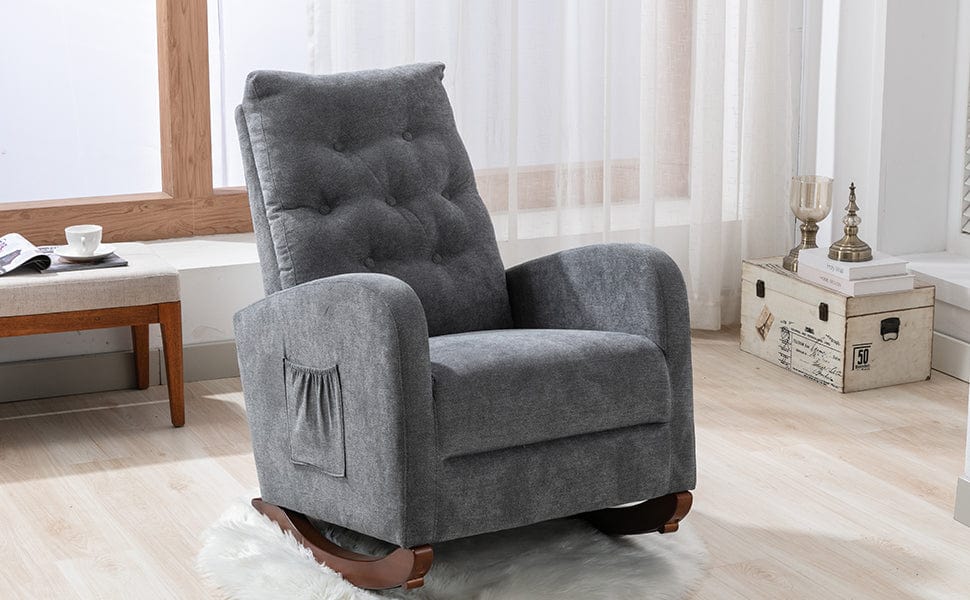 THE FURNITURE CO. Accent Chair Baby Room Dark Gray Modern Rocking Chair
