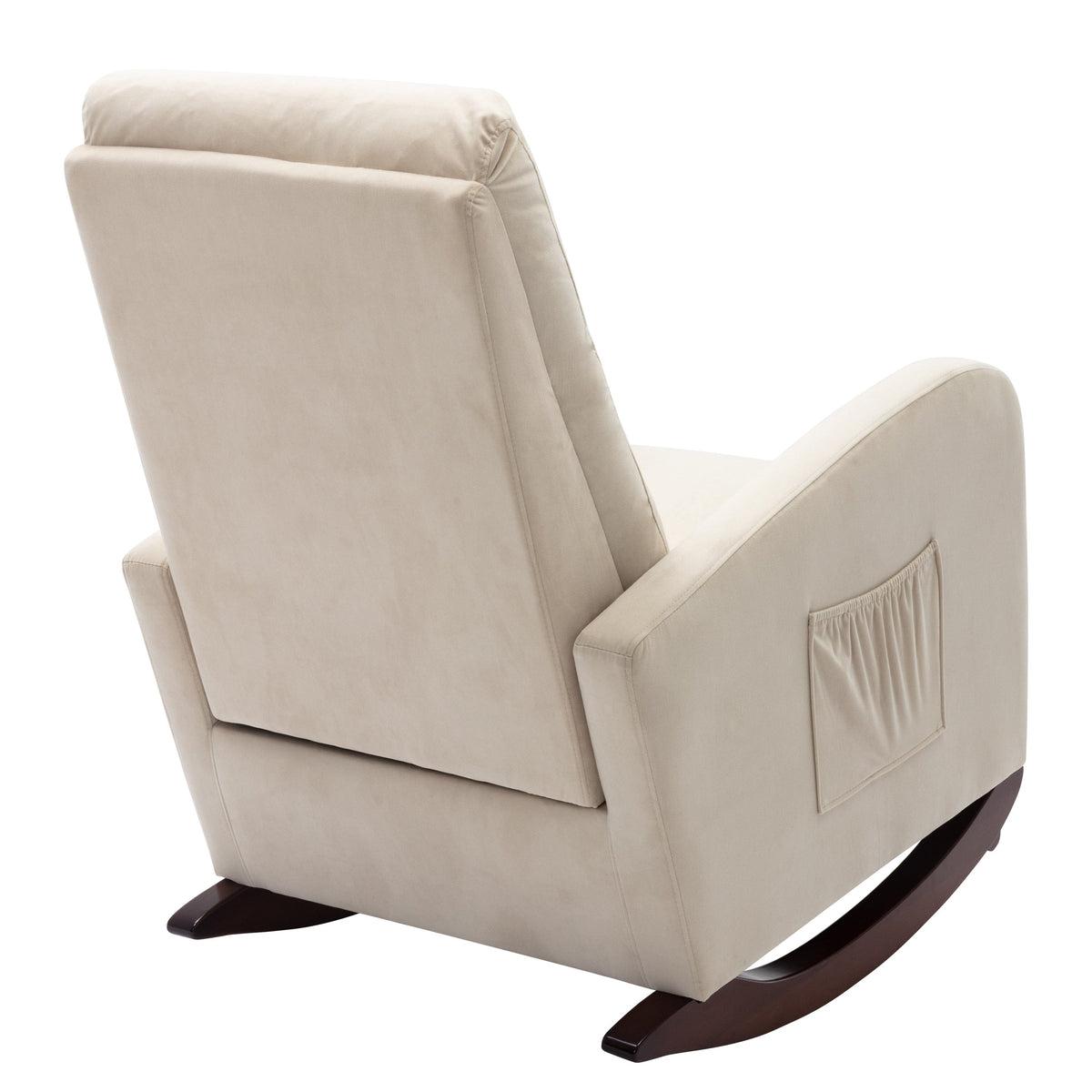 THE FURNITURE CO. Accent Chair Baby Room High Back Beige Velvet Rocking Chair