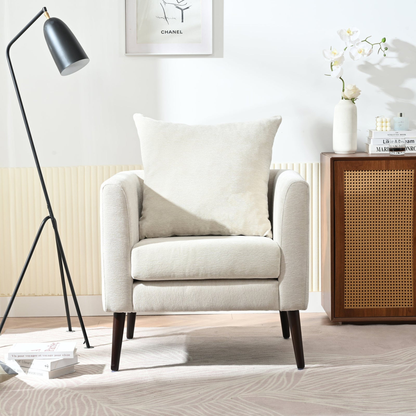 Sofa Chair Set Accent Chair Barrel Chair - Cozy Upholstered Accent Chair in Beige for Living Spaces