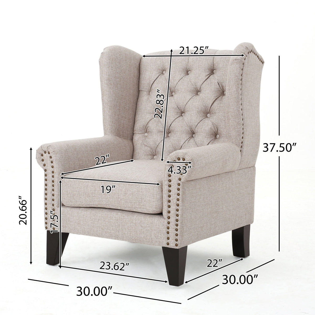 THE FURNITURE CO. Accent Chair Beige Antique-Inspired Tufted Armchair