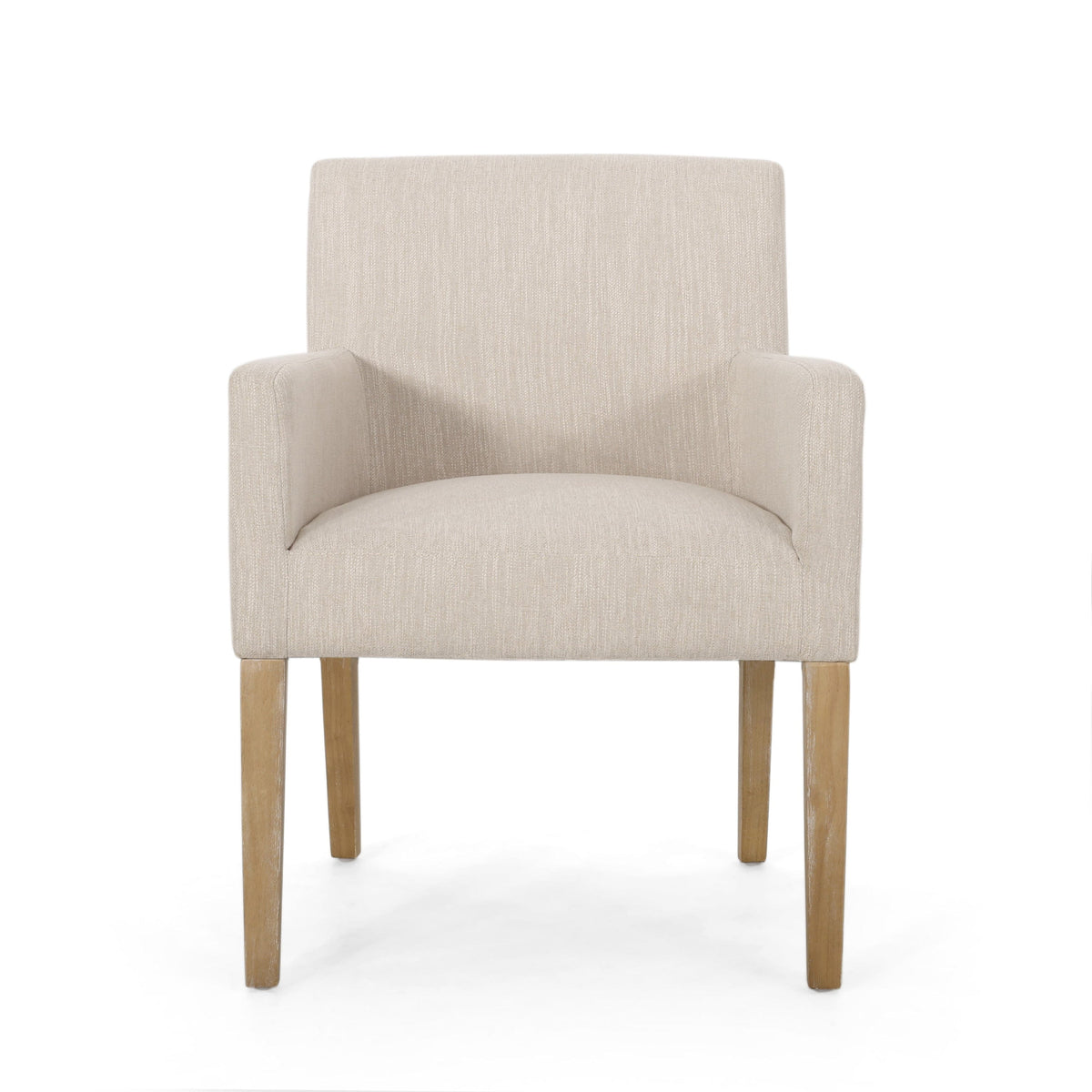 THE FURNITURE CO. Accent Chair Beige Brown Fabric Armchair with Rubberwood Legs