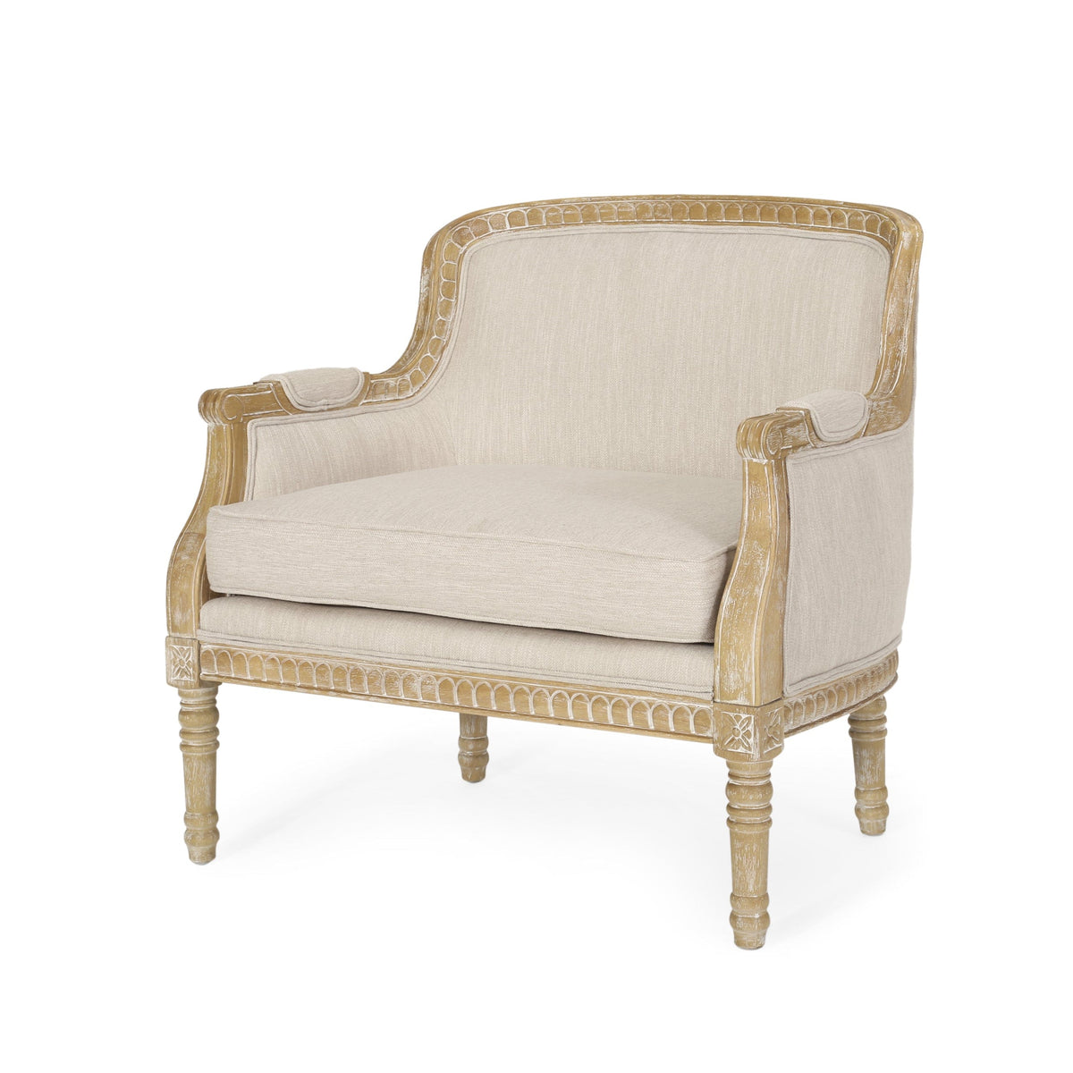THE FURNITURE CO. Accent Chair Beige Brown French Country Club Chair