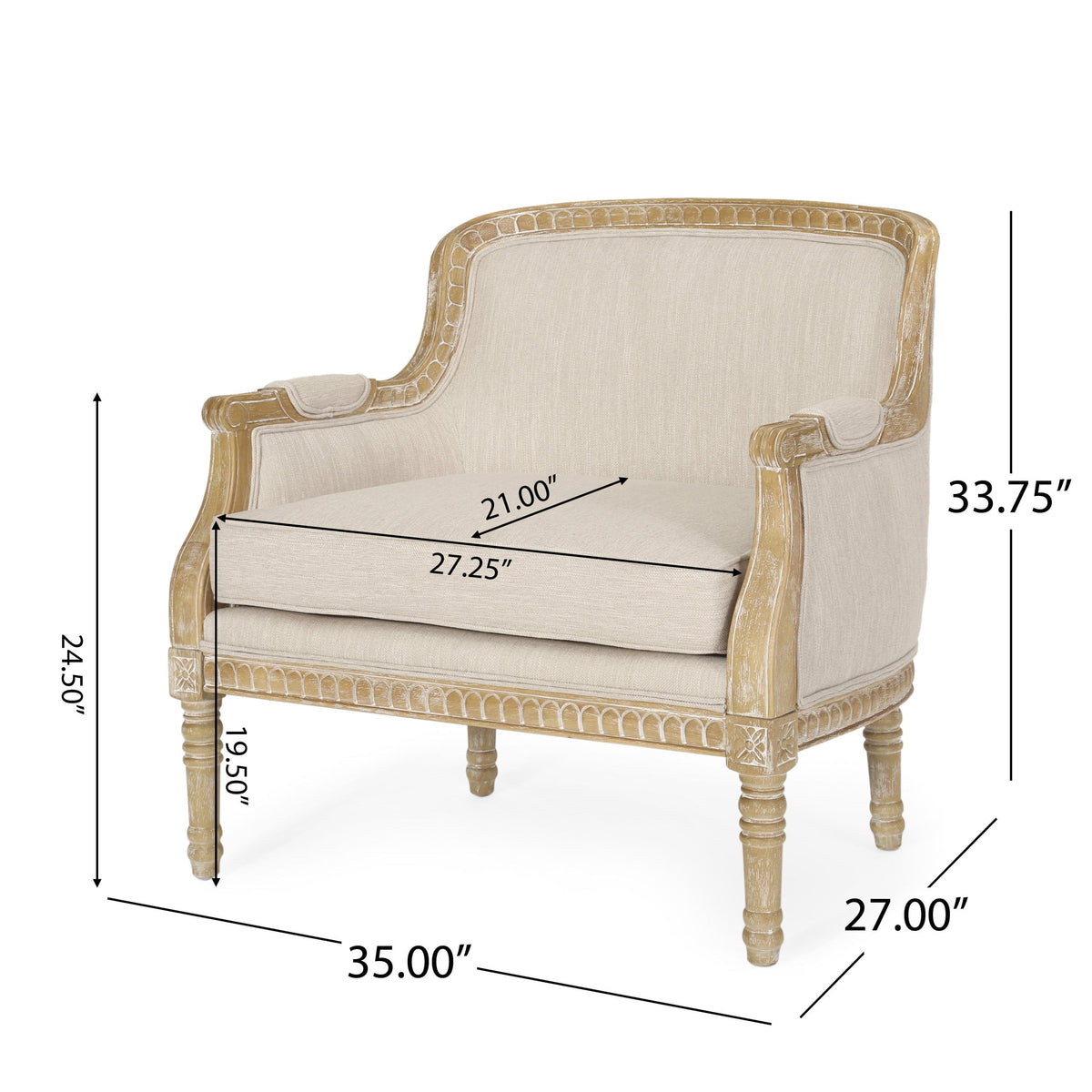 THE FURNITURE CO. Accent Chair Beige Brown French Country Club Chair