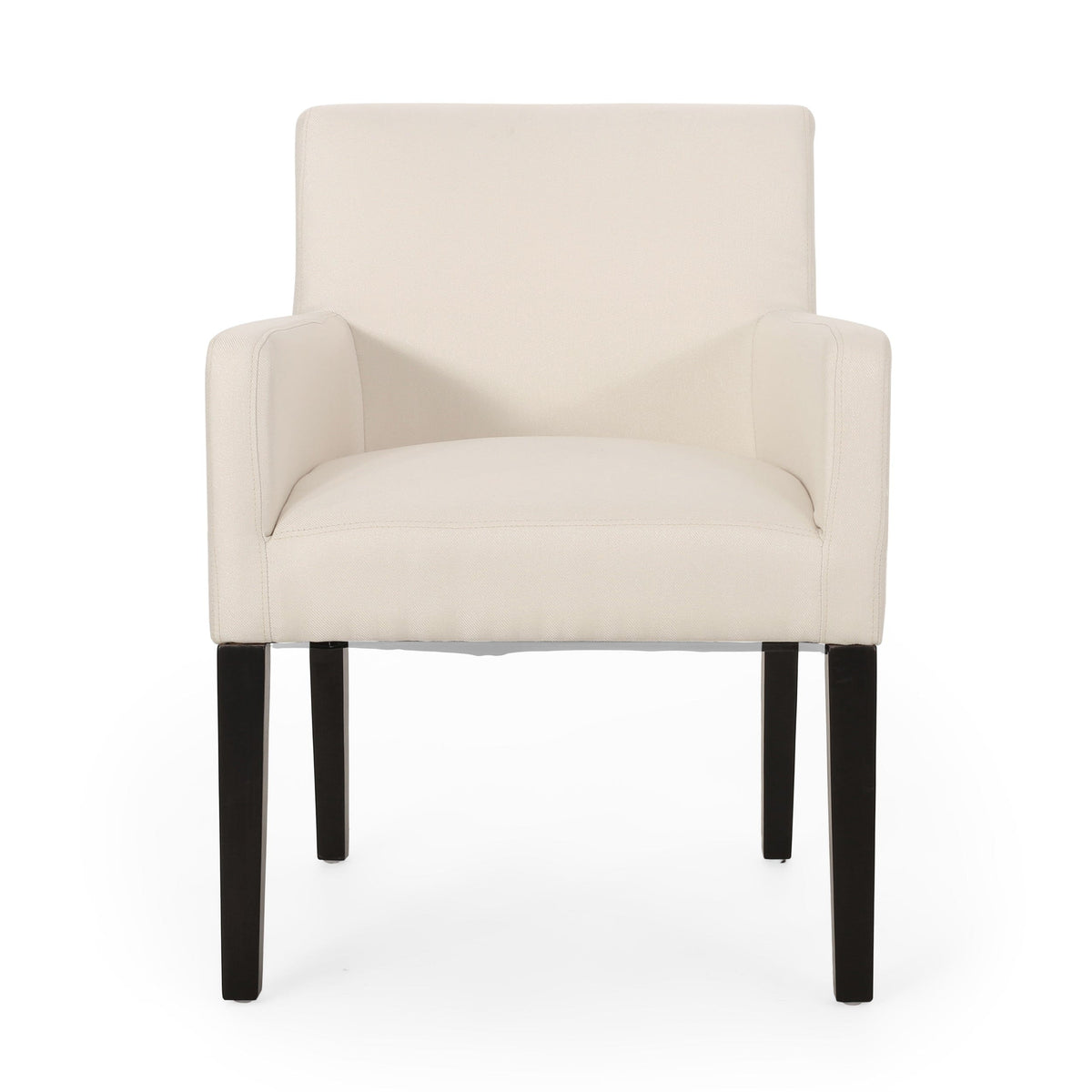 THE FURNITURE CO. Accent Chair Beige Fabric Armchair with Rubberwood Legs