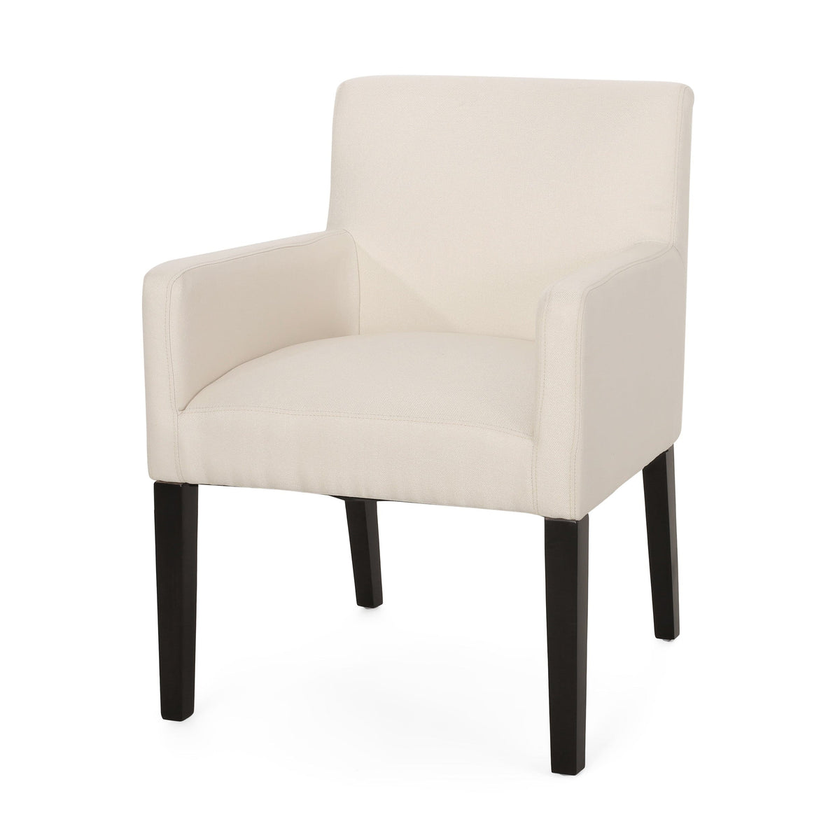 THE FURNITURE CO. Accent Chair Beige Fabric Armchair with Rubberwood Legs