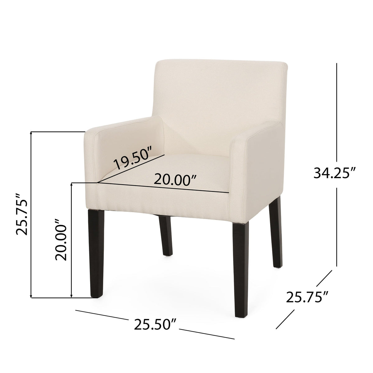THE FURNITURE CO. Accent Chair Beige Fabric Armchair with Rubberwood Legs