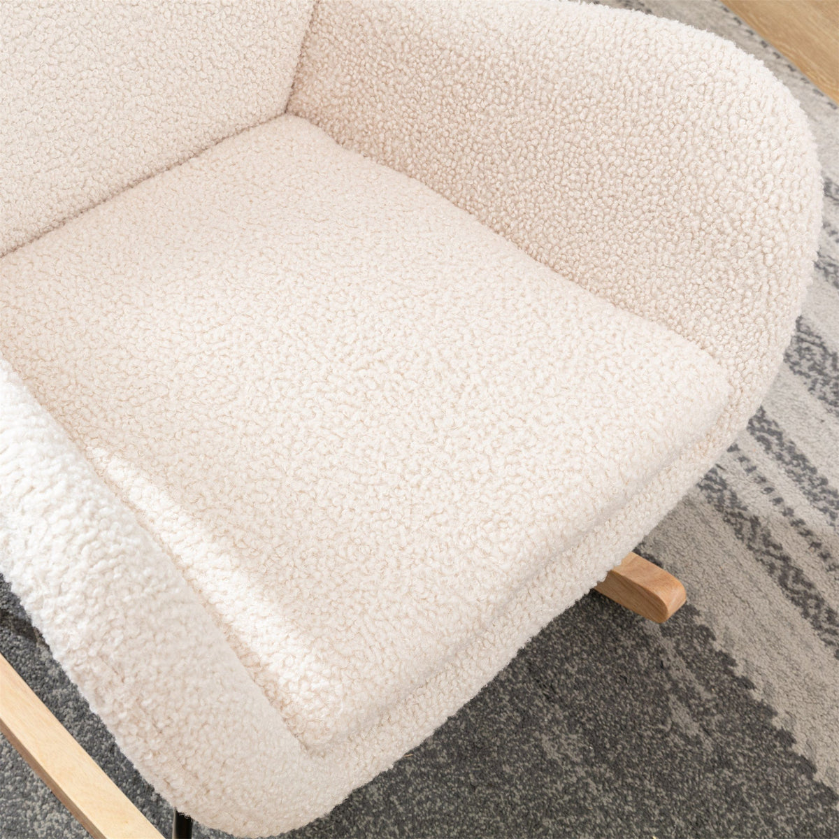 THE FURNITURE CO. Accent Chair Beige Teddy Fabric Rocking Chair