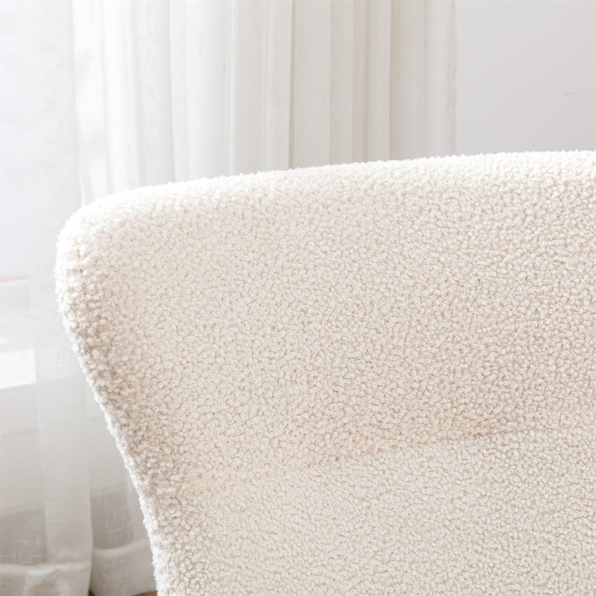 THE FURNITURE CO. Accent Chair Beige Teddy Fabric Rocking Chair