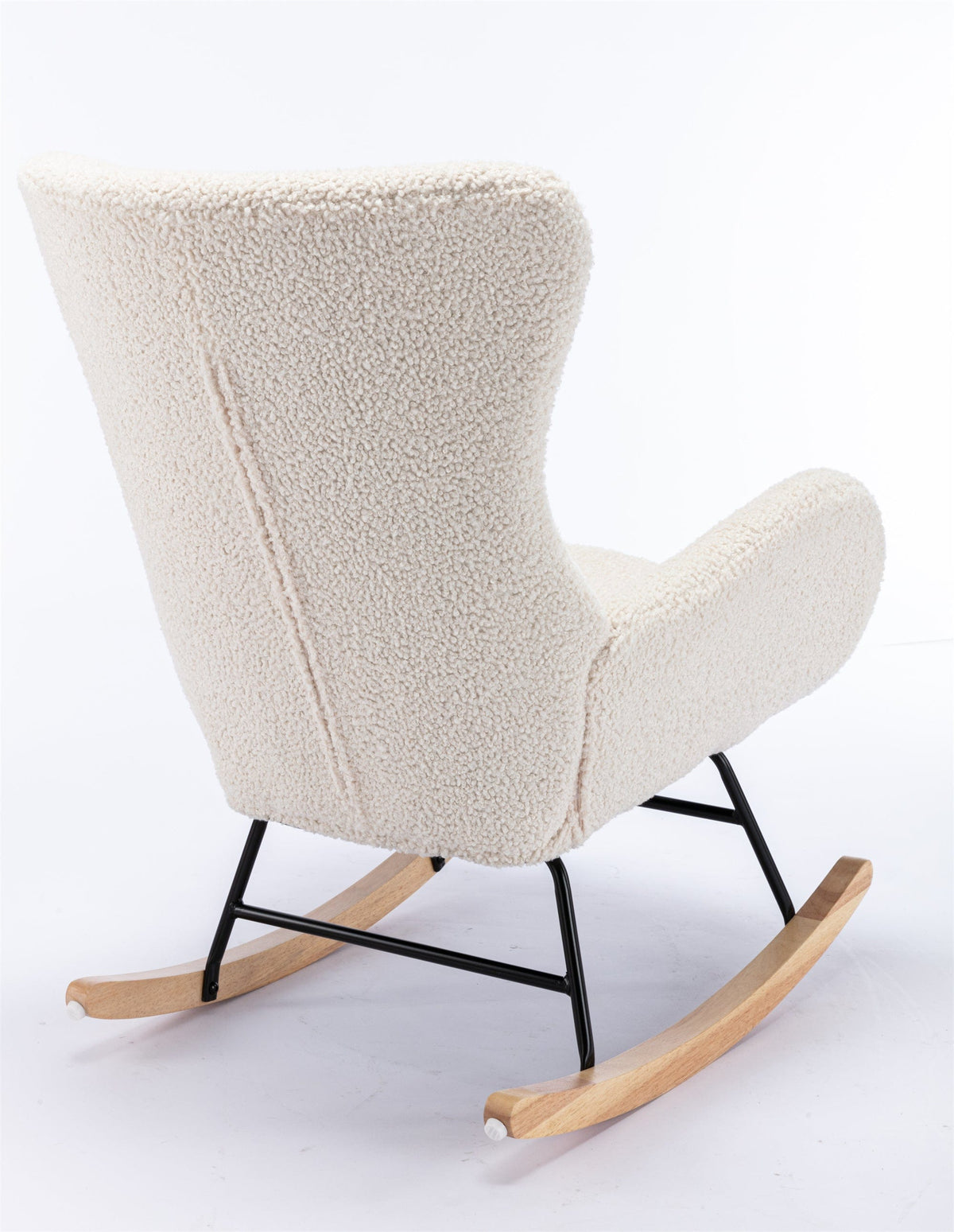 THE FURNITURE CO. Accent Chair Beige Teddy Fabric Rocking Chair