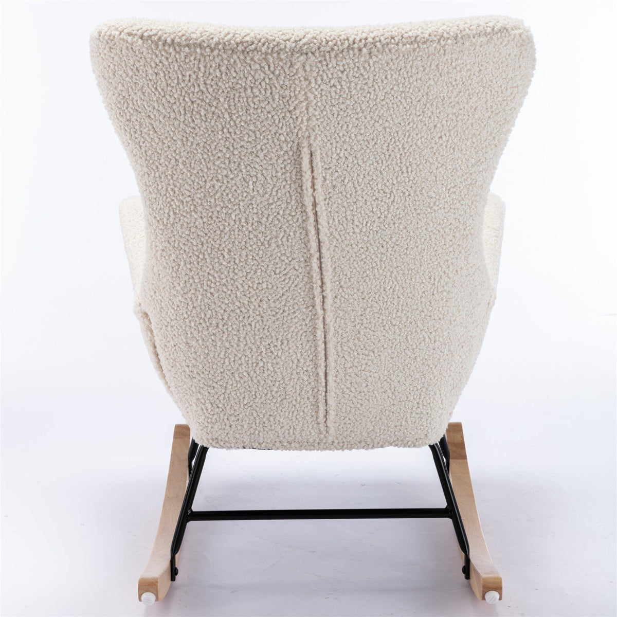 THE FURNITURE CO. Accent Chair Beige Teddy Fabric Rocking Chair