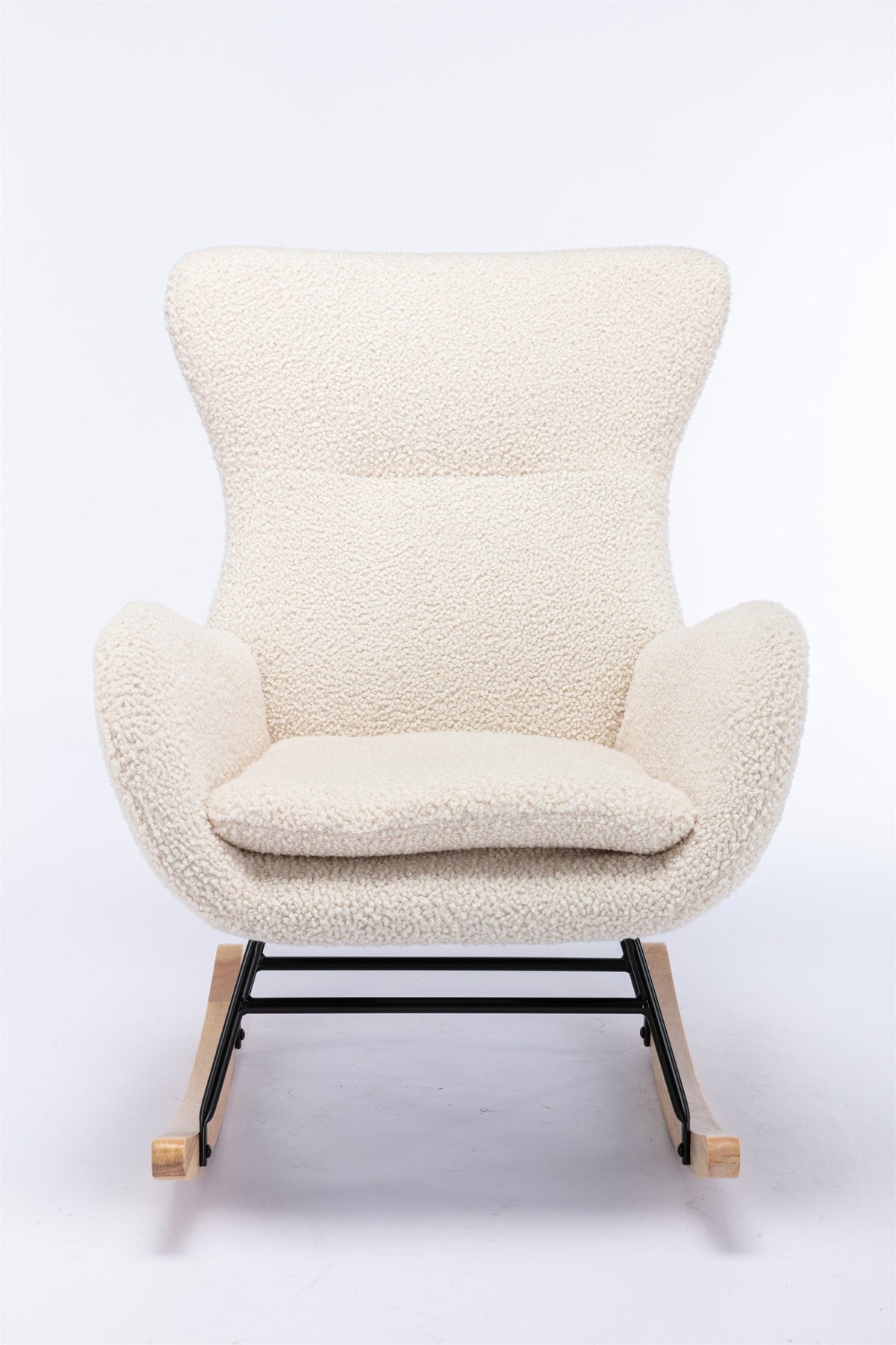 THE FURNITURE CO. Accent Chair Beige Teddy Fabric Rocking Chair