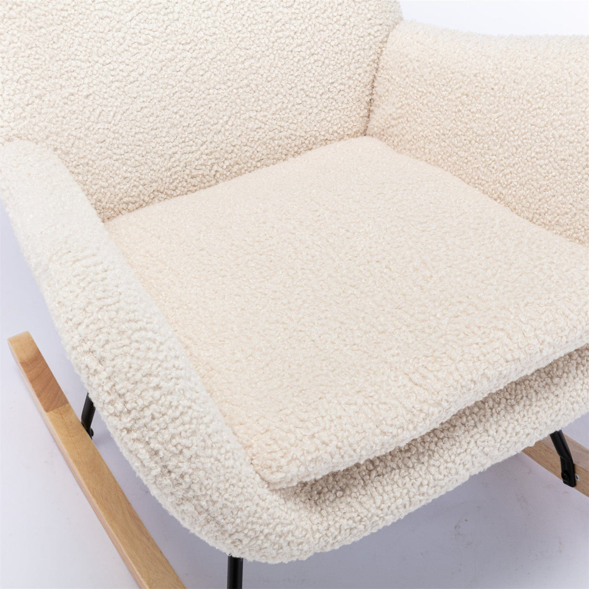 THE FURNITURE CO. Accent Chair Beige Teddy Fabric Rocking Chair