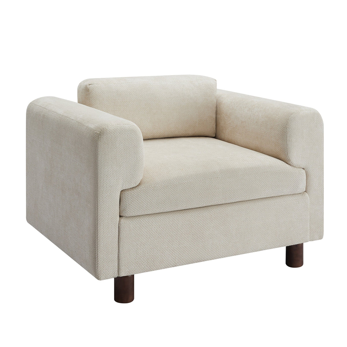 THE FURNITURE CO. Accent Chair Beige Woven Velvet Oversized Armchair